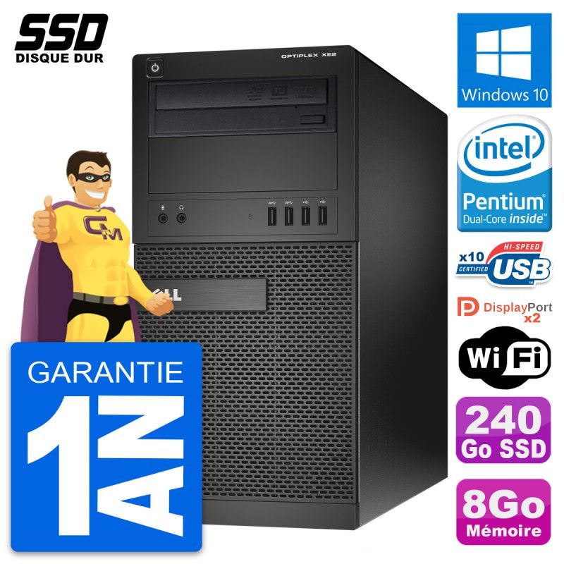 Dell OptiPlex XE2 Desktop PC - Intel Pentium G3220, 8GB RAM, 240GB SSD, Windows 10, WiFi