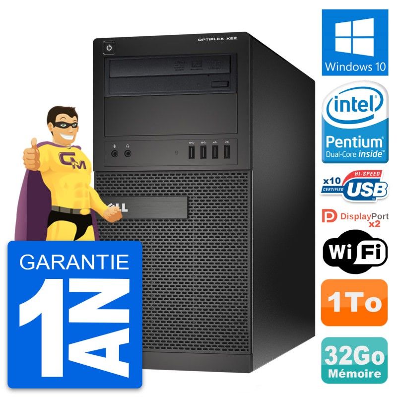 Dell OptiPlex XE2 MT - Intel Pentium G3220, 32GB RAM, 1TB HDD, Windows 10, WiFi