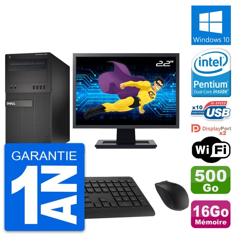 Dell OptiPlex XE2 MT Desktop Computer - 22" Screen, Intel G3220, 16GB RAM, 500GB HDD, Windows 10