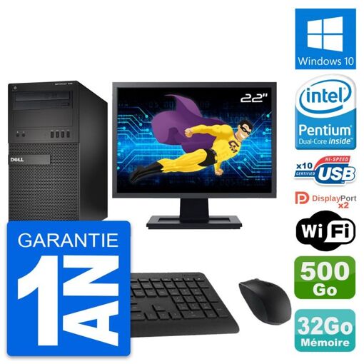 Dell OptiPlex XE2 MT Desktop PC - 22" Screen, Intel Pentium G3220, 32GB RAM, 500GB HDD