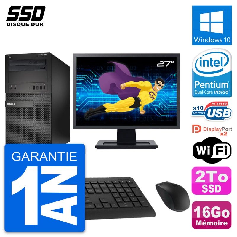 Dell OptiPlex XE2 27-inch All-in-One PC - Intel Pentium G3220, 16GB RAM, 2TB SSD, Windows 10, WiFi