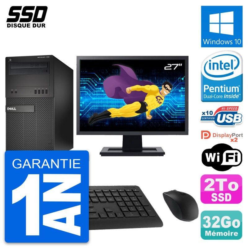Dell OptiPlex XE2 27-inch All-in-One PC, Intel Pentium G3220, 32GB RAM, 2TB SSD, Windows 10, WiFi