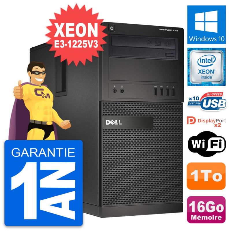 Dell OptiPlex XE2 MT Desktop Computer - Intel Xeon E3-1225V3, 16GB RAM, 1TB HDD, Windows 10, WiFi