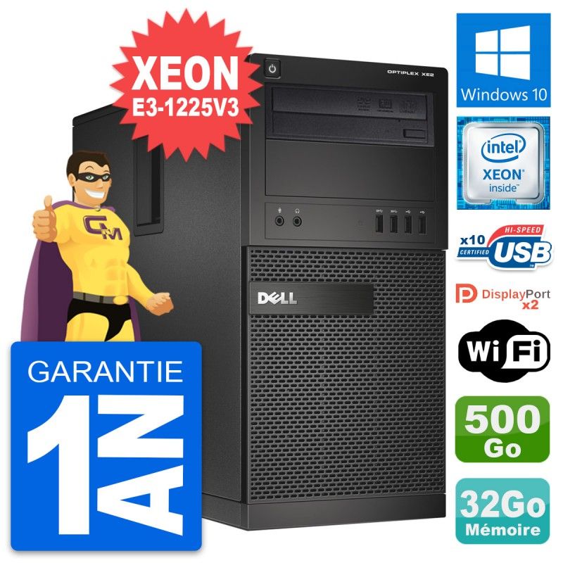 Dell OptiPlex XE2 Desktop Computer - Intel Xeon E3-1225 V3, 32GB RAM, 500GB HDD, Windows 10, WiFi