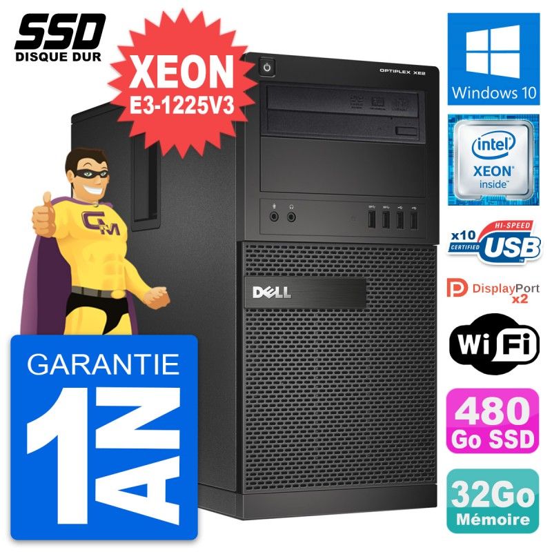 Dell OptiPlex XE2 MT - Intel Xeon E3-1225 V3, 3.2GHz, 32GB RAM, 480GB SSD, Windows 10
