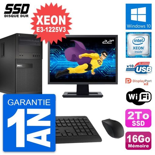 Dell OptiPlex XE2 22-inch PC Tower - Intel Xeon E3-1225V3, 16GB RAM, 2TB SSD, Windows 10, WiFi