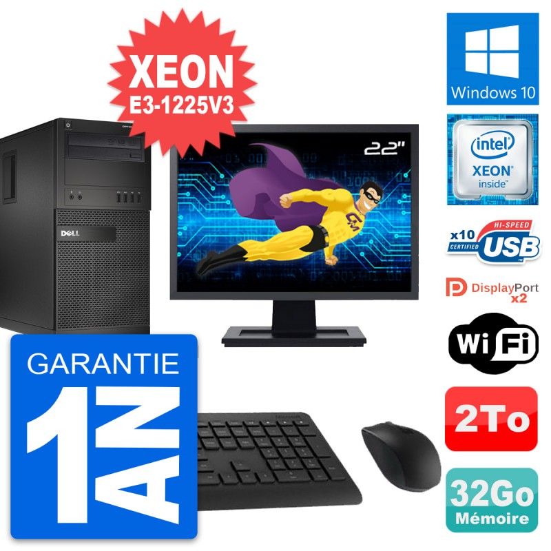 Dell OptiPlex XE2 MT 22-Inch Screen, Xeon E3-1225V3, 32GB RAM, 2TB HDD, Windows 10, WiFi
