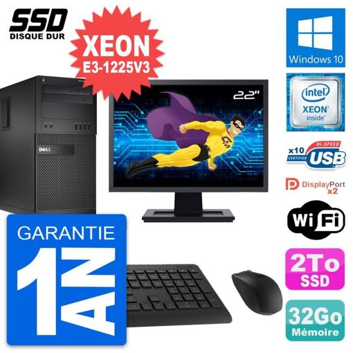 Dell OptiPlex XE2 22-Inch PC Tower - Intel Xeon E3-1225V3, 32GB RAM, 2TB SSD, Windows 10