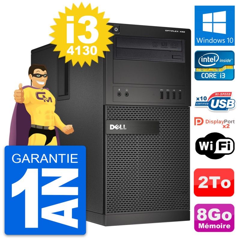 Dell OptiPlex XE2 Desktop Computer - Intel i3-4130, 8GB RAM, 2TB HDD, Windows 10, WiFi