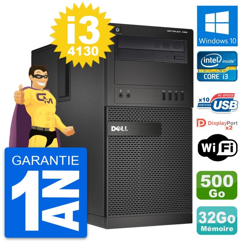 Dell OptiPlex XE2 MT Desktop Computer - Intel i3-4130, 32GB RAM, 500GB HDD, Windows 10, WiFi