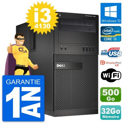 Dell OptiPlex XE2 MT Desktop Computer - Intel i3-4130, 32GB RAM, 500GB HDD, Windows 10, WiFi