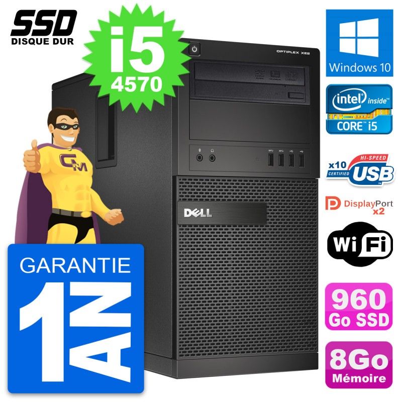 Dell OptiPlex XE2 Desktop PC - Intel Core i5-4570, 8GB RAM, 960GB SSD, Windows 10, WiFi