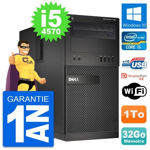Computadora de escritorio Dell OptiPlex XE2 MT - Procesador Intel i5-4570, 32GB de RAM, 1TB HDD, Windows 10, WiFi