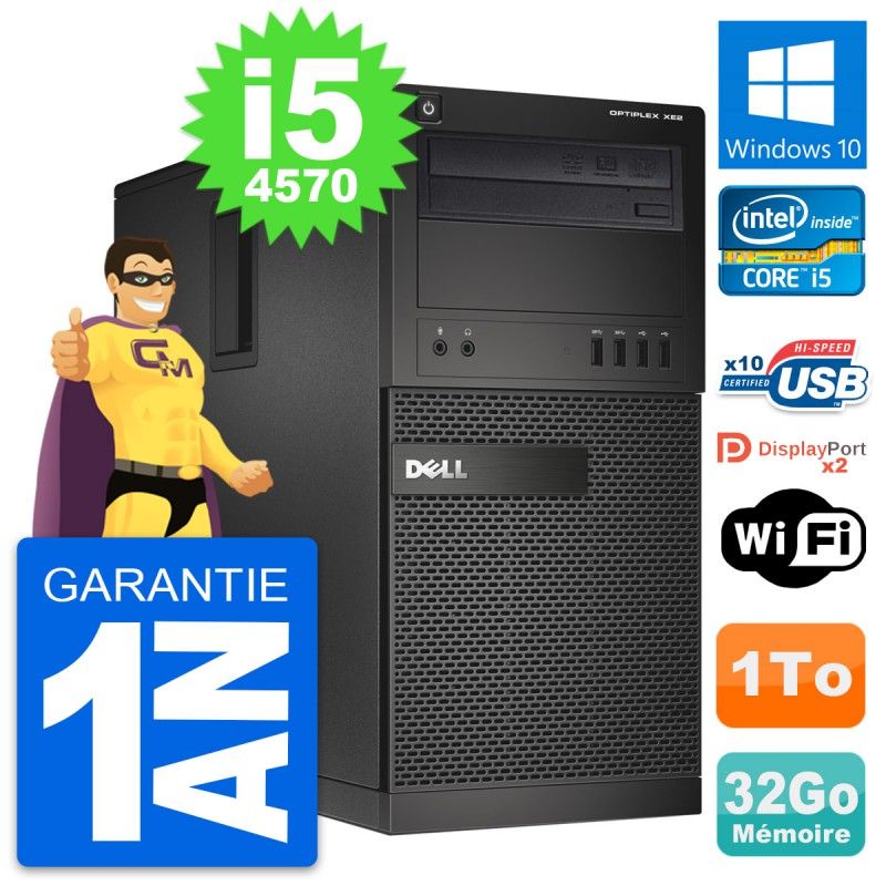 Dell OptiPlex XE2 MT Desktop Computer - Intel i5-4570, 32GB RAM, 1TB HDD, Windows 10, WiFi