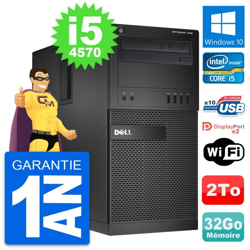 Dell OptiPlex XE2 MT Desktop Computer - Intel i5-4570, 32GB RAM, 2TB HDD, Windows 10, WiFi