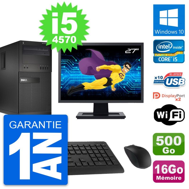 Dell OptiPlex XE2 27-inch All-in-One Desktop Computer, Intel i5-4570, 16GB RAM, 500GB HDD, Windows 10, WiFi