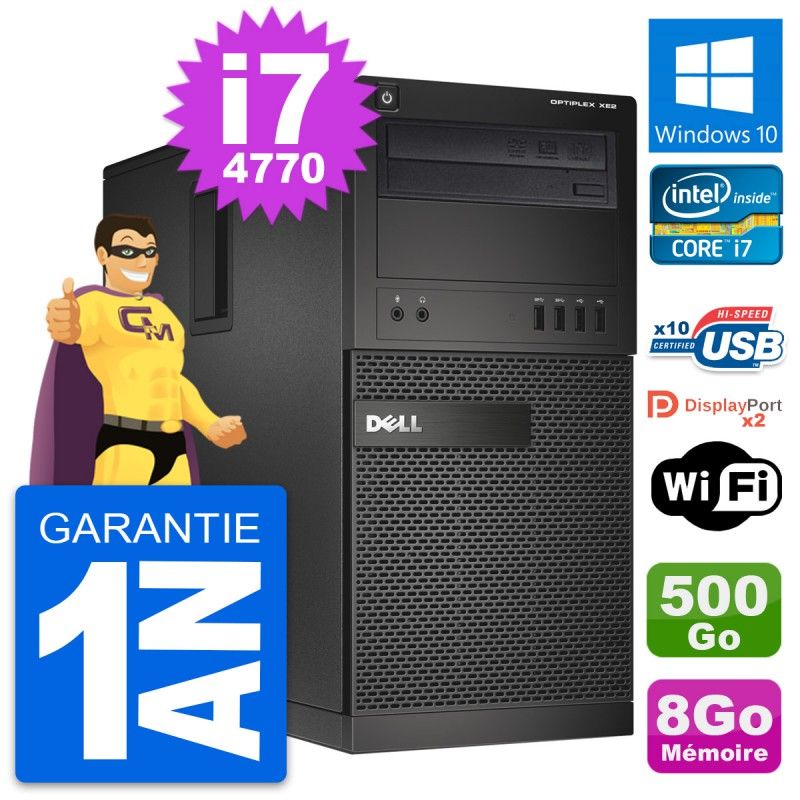 Dell OptiPlex XE2 MT Desktop Computer - Intel i7-4770, 8GB RAM, 500GB Hard Drive, Windows 10, WiFi