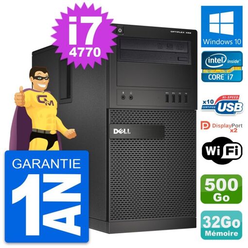 Computadora de escritorio Dell OptiPlex XE2 MT - Procesador Intel i7-4770, 32GB de RAM, 500GB HDD, Windows 10, WiFi
