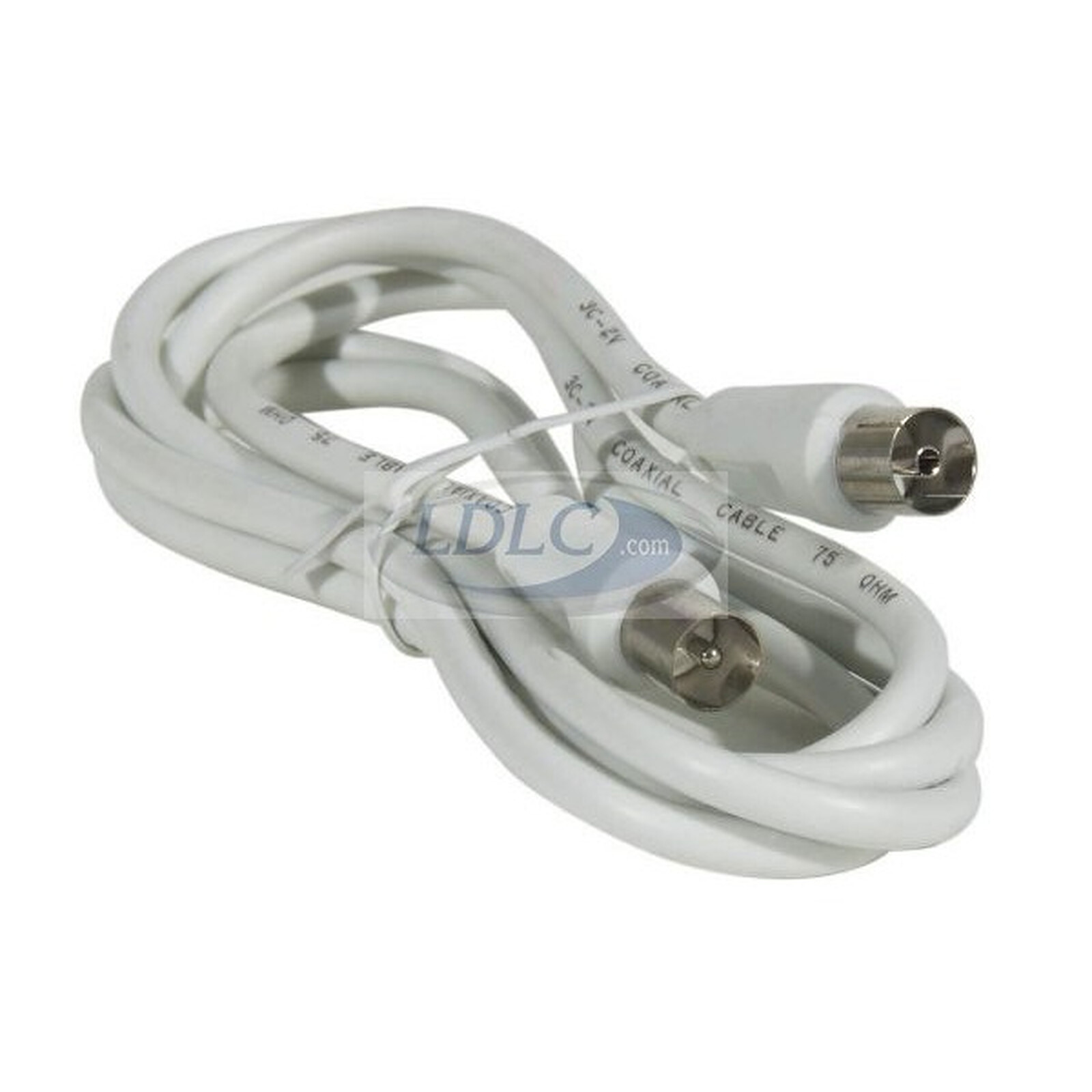 Coaxial cable male/female for TV antenna (10 meters) - (white colour)