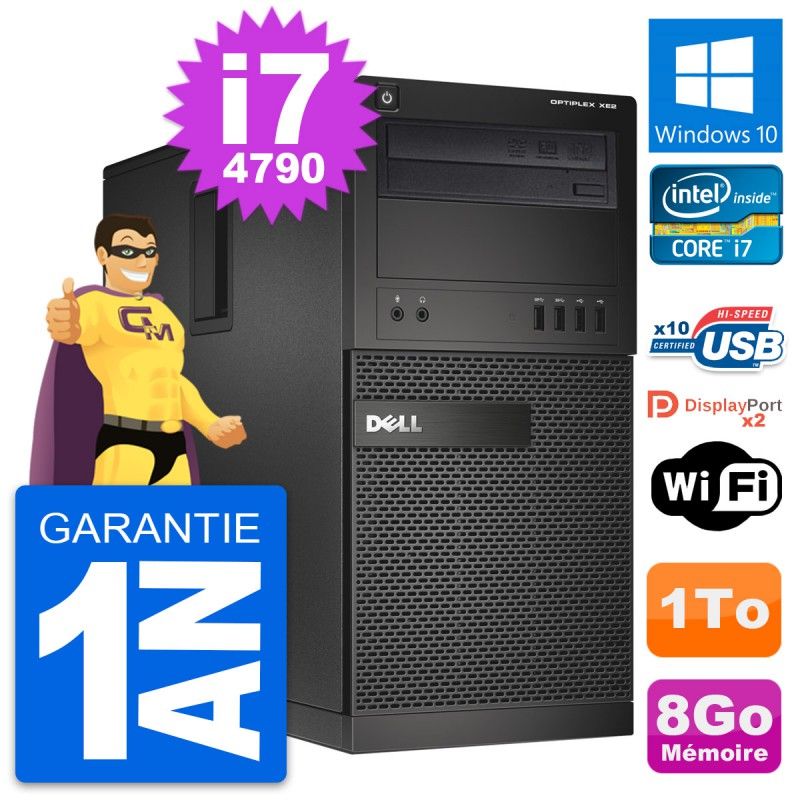 Dell OptiPlex XE2 Desktop Computer - Intel i7-4790, 8GB RAM, 1TB HDD, Windows 10, WiFi