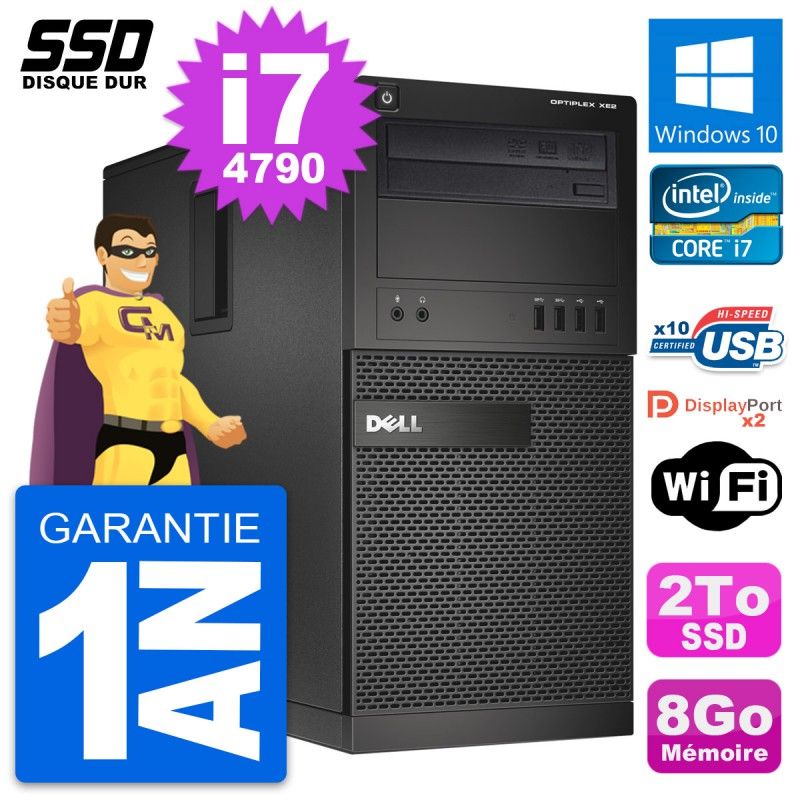 Dell OptiPlex XE2 MT - Intel Core i7-4790, 8GB RAM, 2TB SSD, Windows 10, WiFi