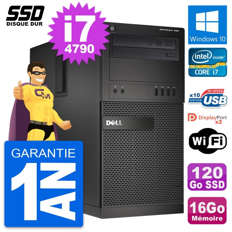 Dell OptiPlex XE2 MT - Intel i7-4790, 16GB RAM, 120GB SSD, Windows 10, WiFi