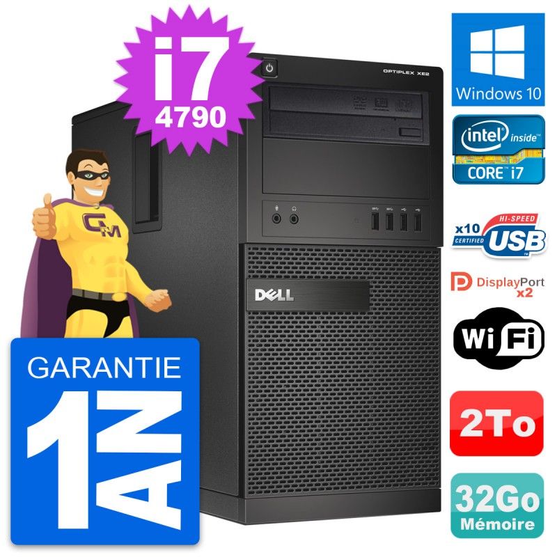 Dell OptiPlex XE2 MT Desktop Computer - Intel i7-4790, 32GB RAM, 2TB Storage, Windows 10, WiFi