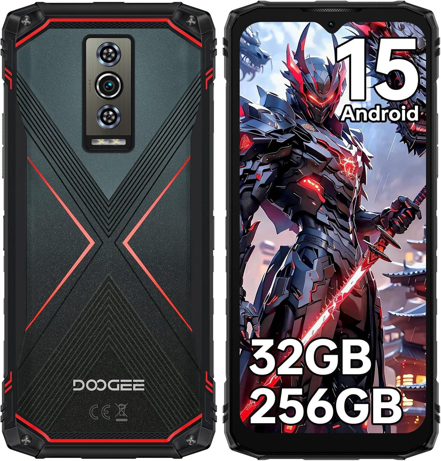 Doogee Blade 10 Pro Energy Smartphone - 32GB RAM + 256GB ROM, 6.56" HD+ 90Hz Display, 50MP + 8MP Cameras, 6150mAh Battery, Octa Core, 4G/NFC/Dual SIM/Face ID, Red