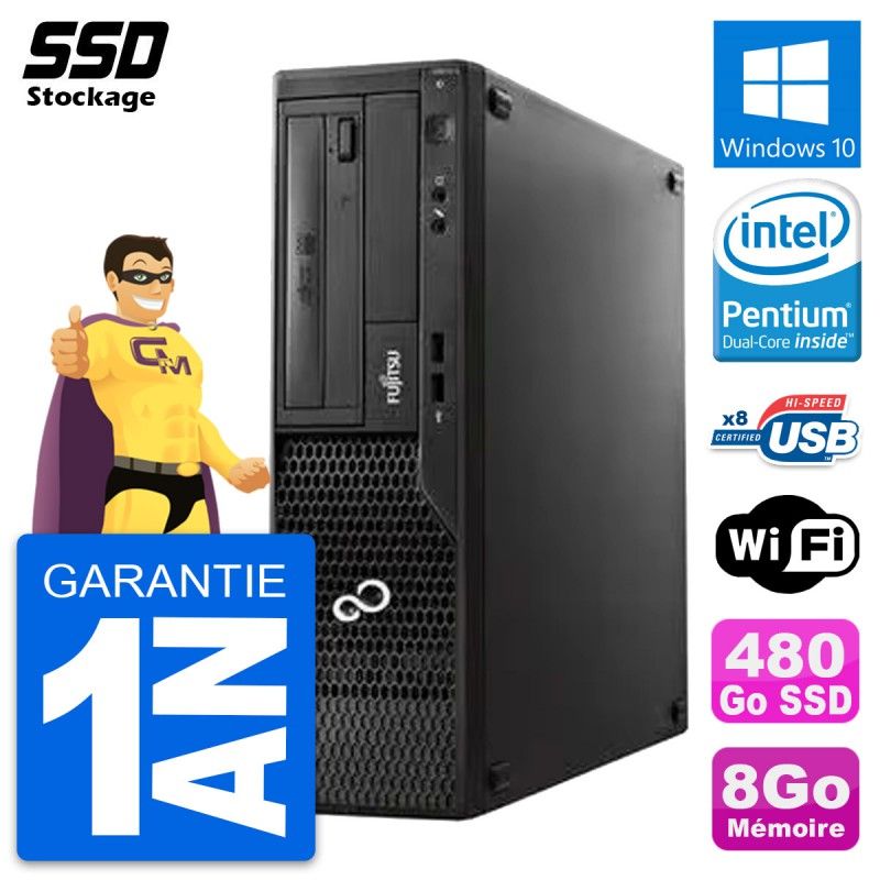 Fujitsu Esprimo E510 DT Desktop PC - Intel Pentium G2020, 8GB RAM, 480GB SSD, Windows 10, WiFi