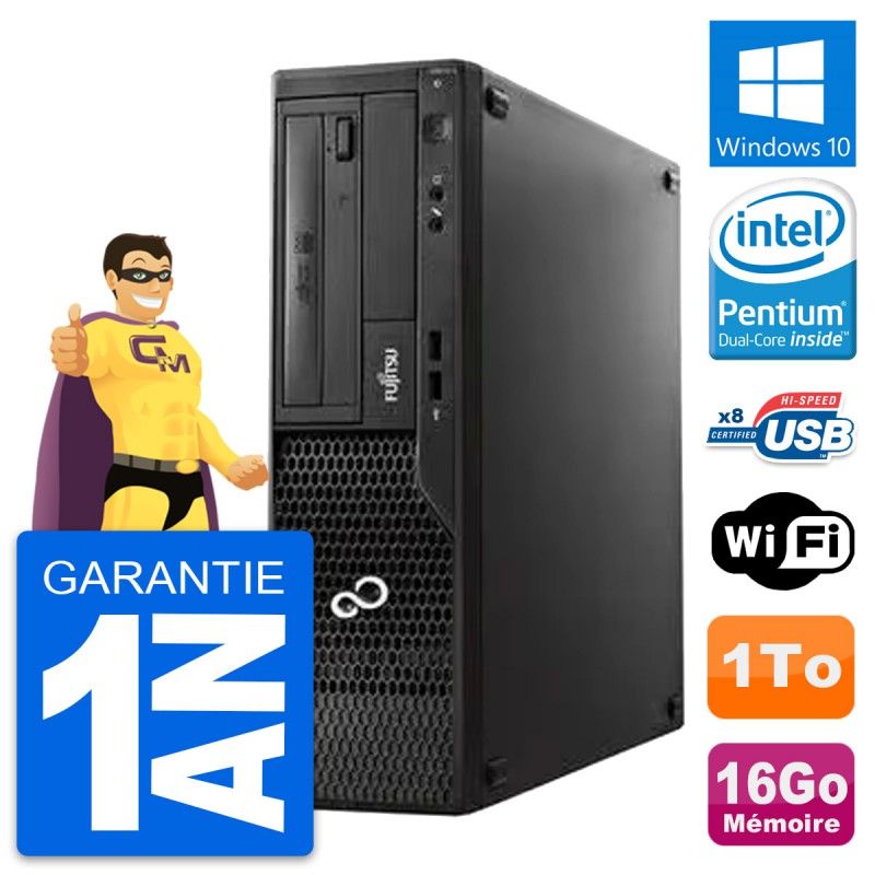 Fujitsu Esprimo E510 DT - Desktop PC with Intel Pentium G2020, 16GB RAM, 1TB HDD, Windows 10, WiFi