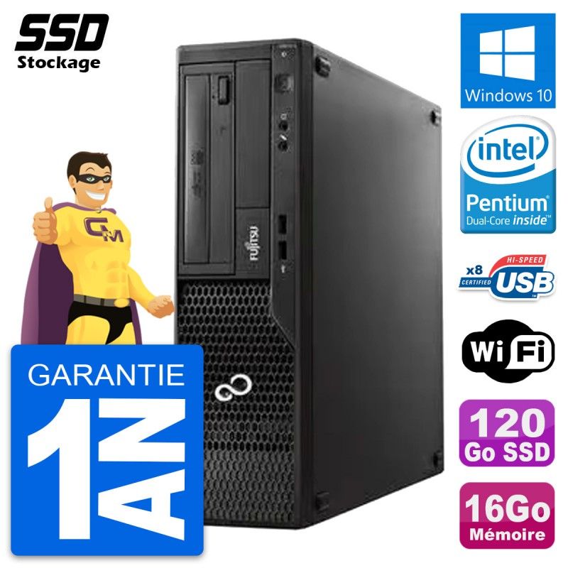 Fujitsu Esprimo E510 DT Desktop PC - Intel Pentium G2020, 16GB RAM, 120GB SSD, Windows 10, WiFi