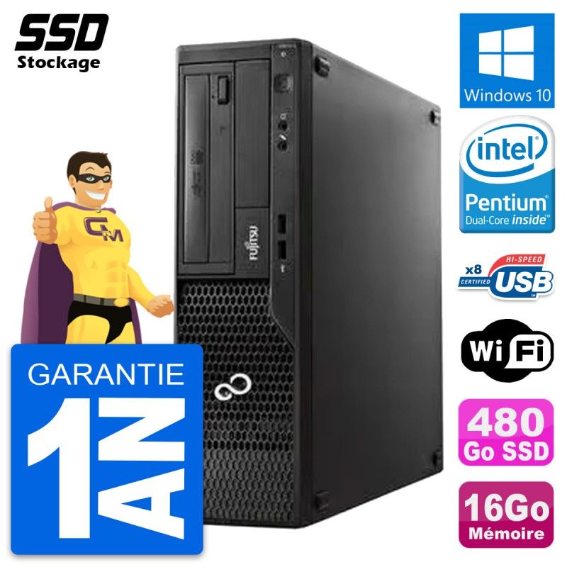 Fujitsu Esprimo E510 DT PC - Pentium G2020, 16GB RAM, 480GB SSD, Windows 10, WiFi