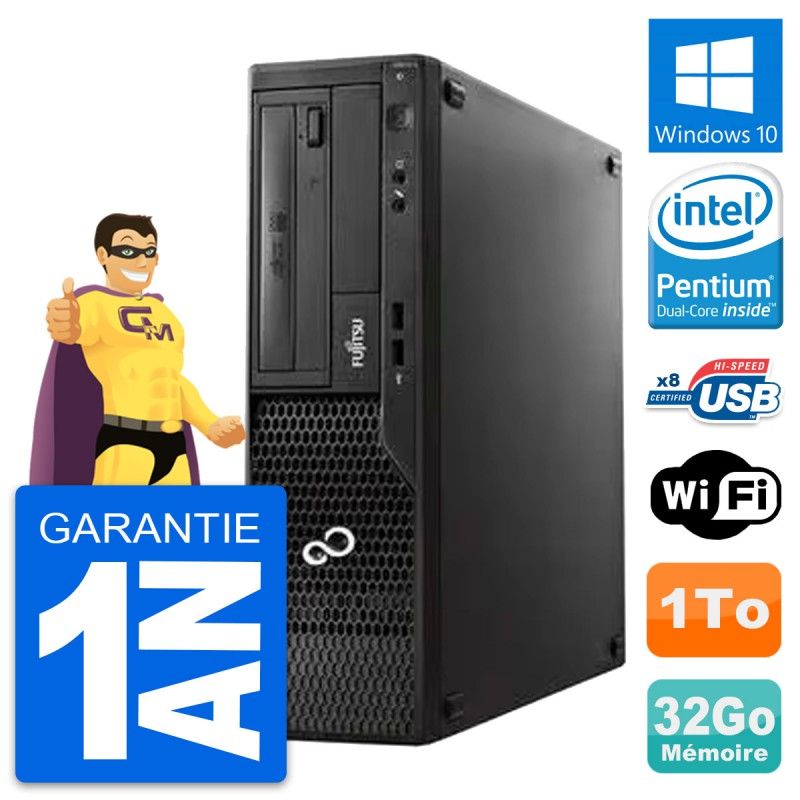 Fujitsu Esprimo E510 DT Desktop PC - Intel Pentium G2020, 32GB RAM, 1TB HDD, Windows 10, WiFi