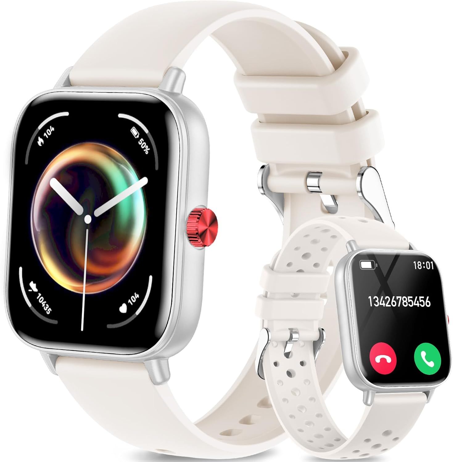 Reloj inteligente Spider Instinct para hombres y mujeres, pantalla táctil HD de 1,83 pulgadas con llamadas Bluetooth, monitoreo de frecuencia cardíaca, sueño, SpO2, contador de pasos, resistente al agua IP68 para Android (MON8300294)