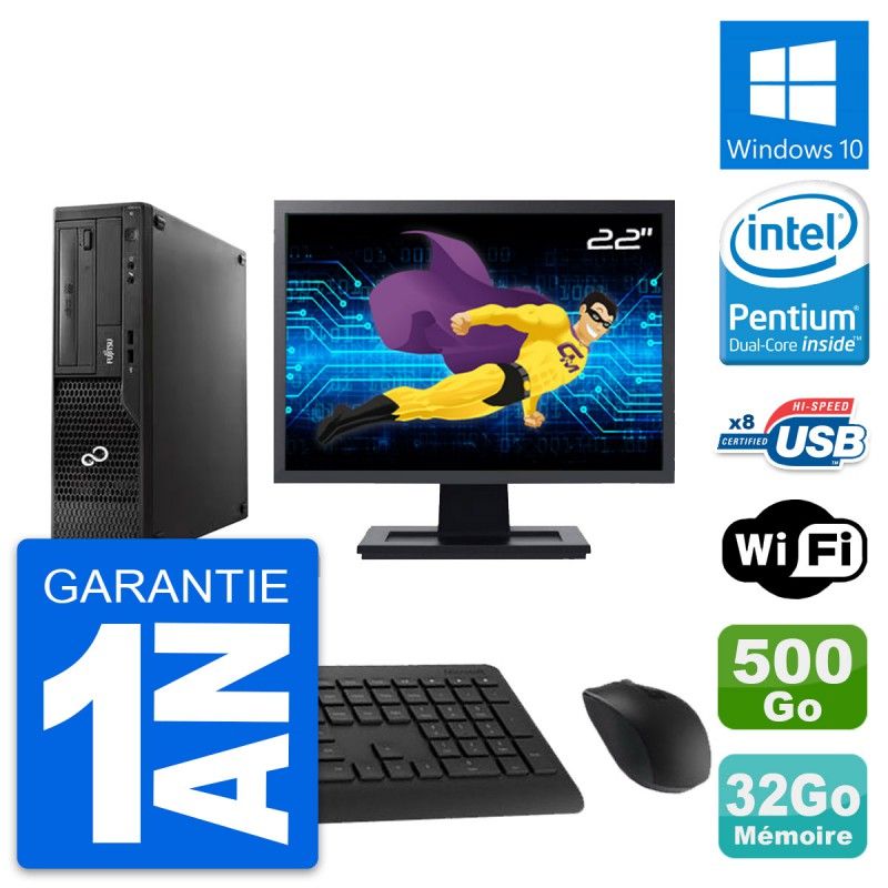 Fujitsu E510 DT 22-Inch Desktop Computer - Pentium G2020, 32GB RAM, 500GB HDD, Windows 10, WiFi