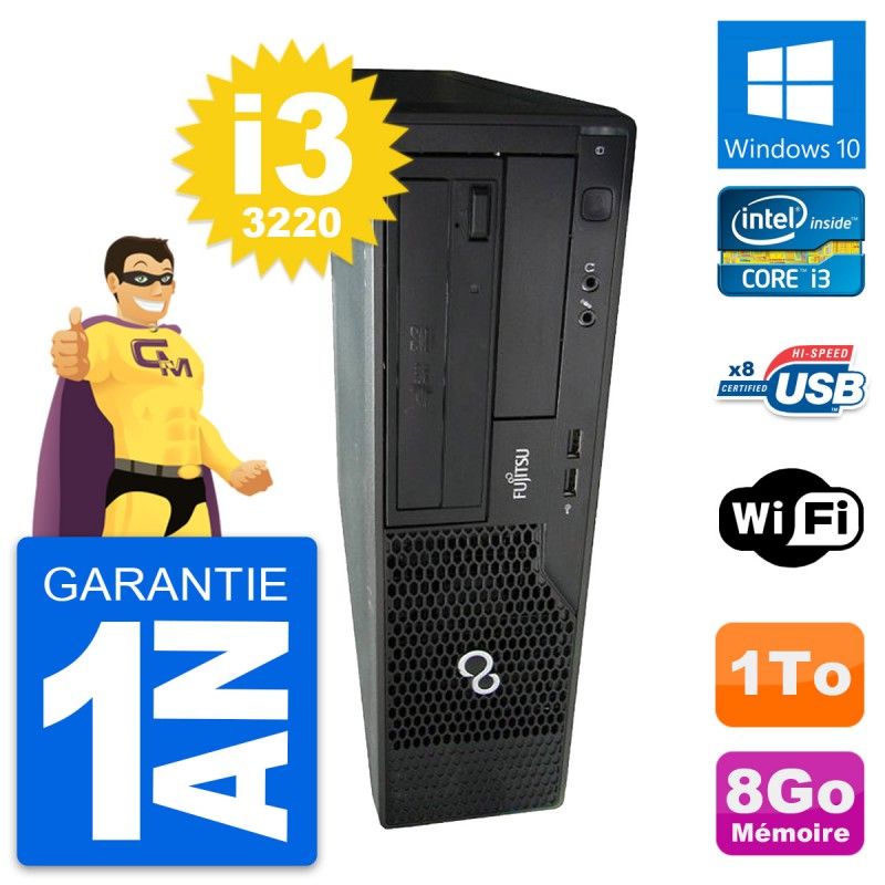 Fujitsu Esprimo E510 DT Desktop PC - Intel i3-3220, 8GB RAM, 1TB HDD, Windows 10, WiFi