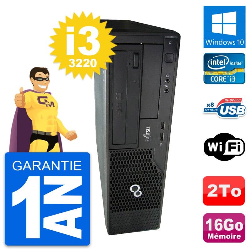 Fujitsu Esprimo E510 DT Desktop Computer - Intel i3-3220, 16GB RAM, 2TB HDD, Windows 10, WiFi