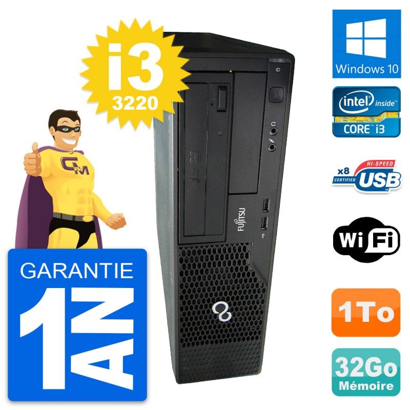 Fujitsu Esprimo E510 DT - Intel i3-3220, 32GB RAM, 1TB HDD, Windows 10, Wifi