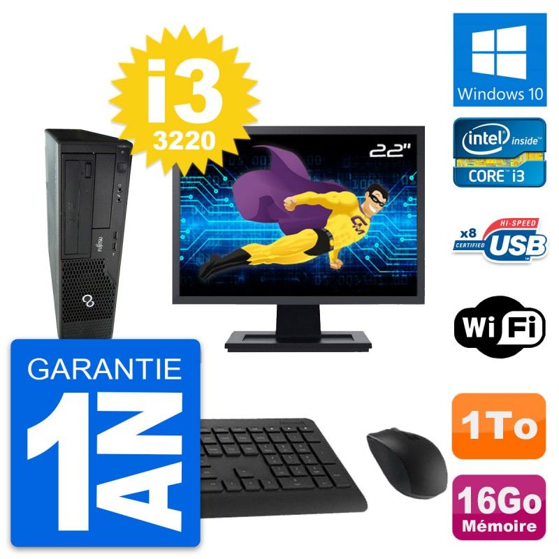 Fujitsu E510 DT 22-Inch Desktop PC - Intel i3-3220, 16GB RAM, 1TB HDD, Windows 10, WiFi
