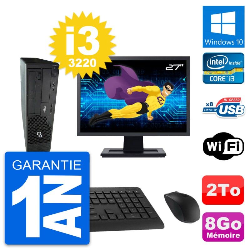 Fujitsu E510 DT 27-inch PC - Intel i3, 8GB RAM, 2TB HDD, Windows 10, WiFi