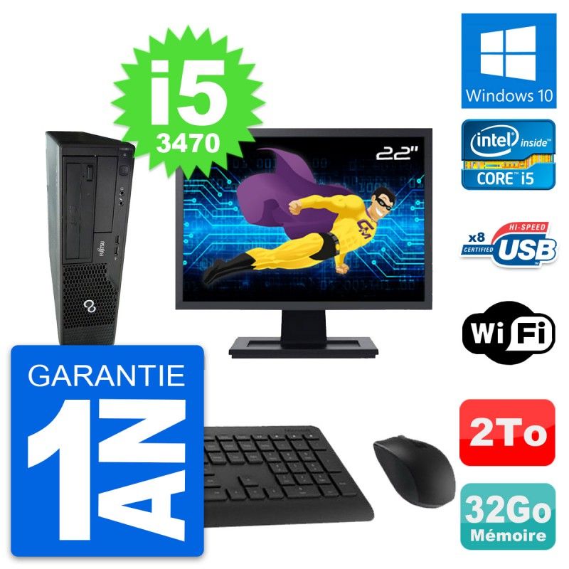 Fujitsu E510 DT 22-inch PC - Intel i5, 32GB RAM, 2TB Storage, Windows 10