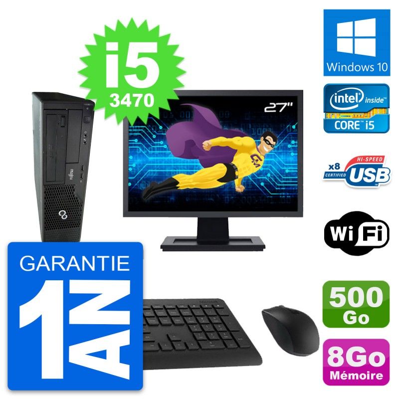 Fujitsu E510 DT 27-inch PC - Intel i5, 8GB RAM, 500GB HDD, Windows 10, WiFi