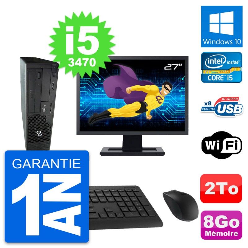 Fujitsu E510 DT 27-Inch Desktop Computer with Intel i5, 8GB RAM, 2TB Storage, Windows 10, WiFi