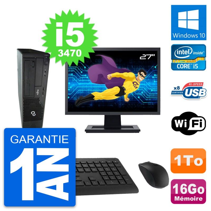 Fujitsu E510 DT 27-inch PC - Intel i5, 16GB RAM, 1TB HDD, Windows 10, Wifi