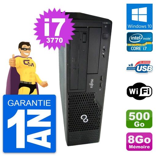 Fujitsu Esprimo E510 DT Desktop PC - Intel i7-3770, 8GB RAM, 500GB HDD, Windows 10, WiFi