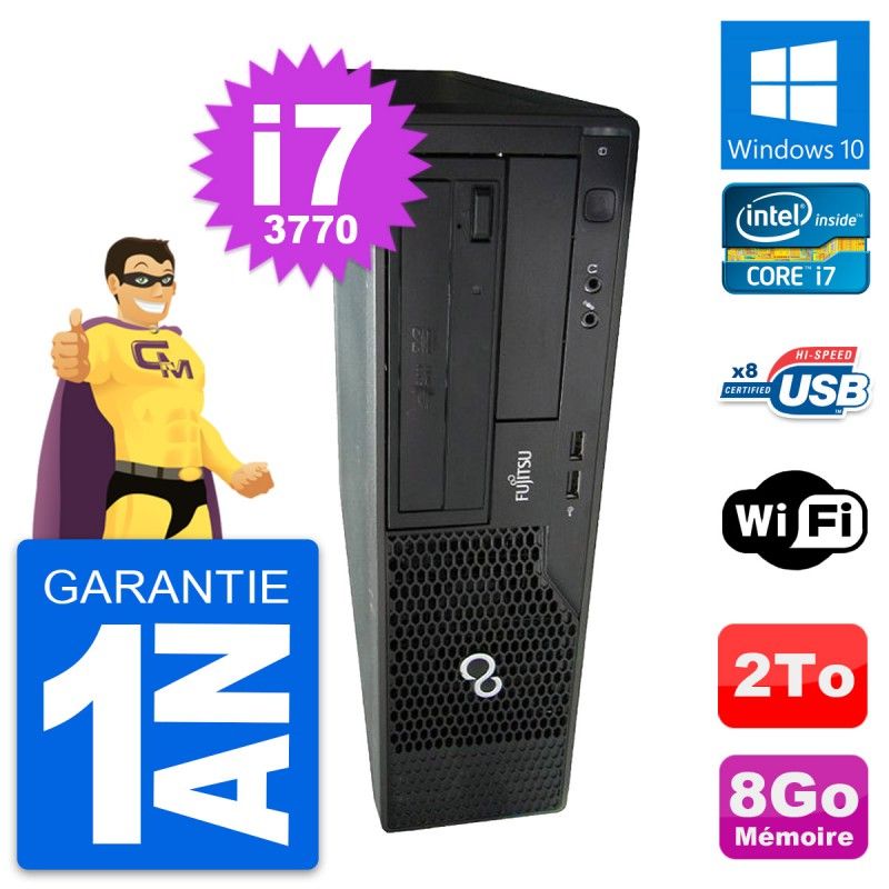 Fujitsu Esprimo E510 DT PC - Intel i7-3770, 8GB RAM, 2TB HDD, Windows 10, WiFi