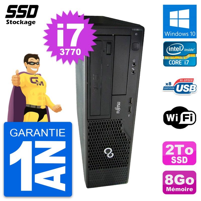 Fujitsu Esprimo E510 DT Desktop PC - Intel Core i7-3770, 8GB RAM, 2TB SSD, Windows 10, WiFi