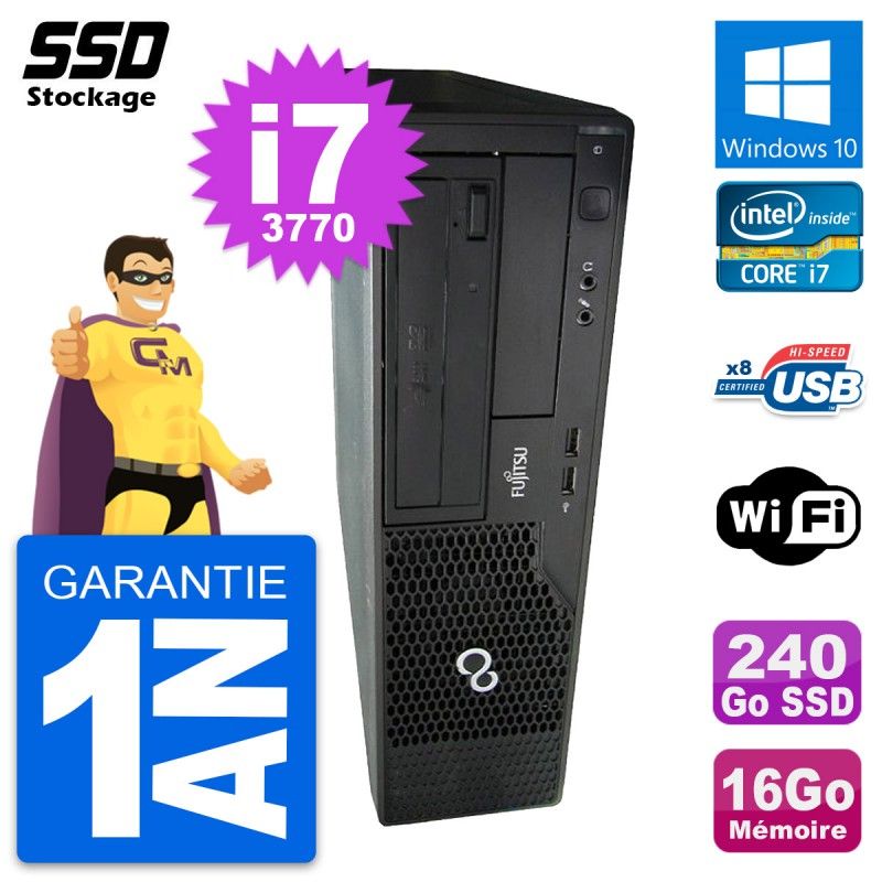 Fujitsu Esprimo E510 DT - Intel Core i7-3770, 16GB RAM, 240GB SSD, Windows 10, WiFi