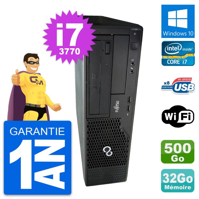 Fujitsu Esprimo E510 DT Desktop PC - Intel i7-3770, 32GB RAM, 500GB HDD, Windows 10, WiFi