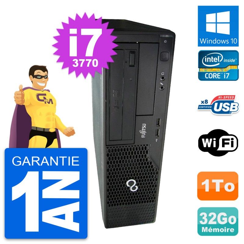 Fujitsu Esprimo E510 DT Desktop PC - Intel i7-3770, 32GB RAM, 1TB HDD, Windows 10, WiFi